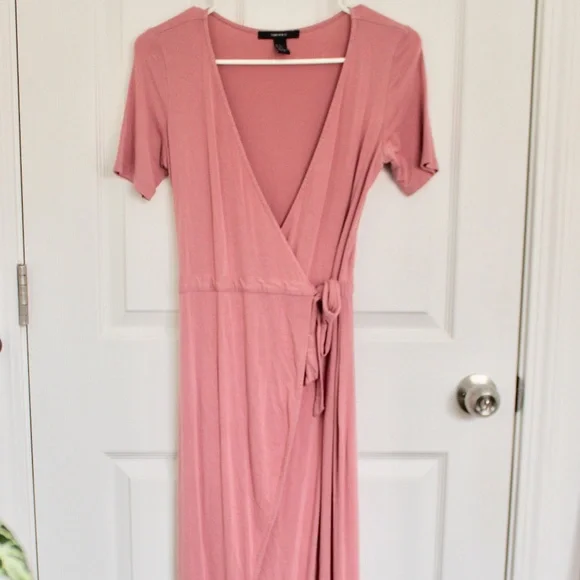 forever 21 pink wrap dress Sweater Midi Wrap Dress Black / XS